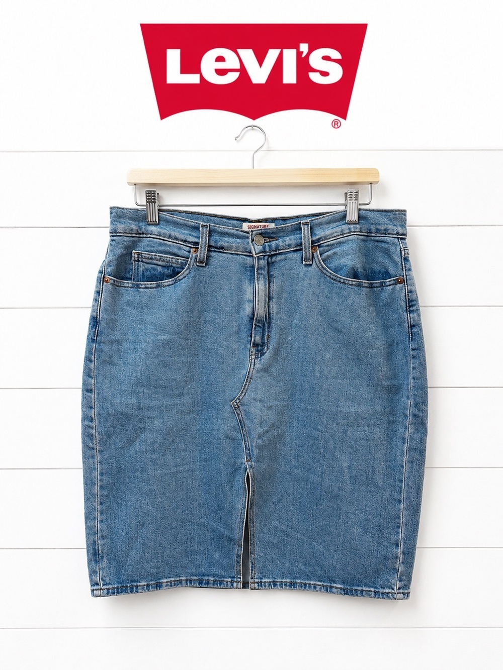 LEVI’S SIGNATURE Light Wash Denim Pencil Skirt Size 12